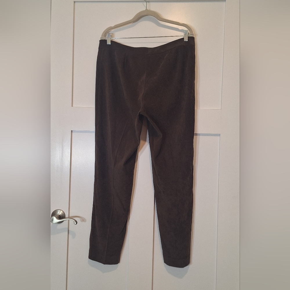 J.McLaughlin Velvet Velour Hi Waisted Trousers Pants Stretch Chocolate Brown 14 - Picture 12 of 15